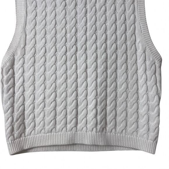 Abercrombie & Fitch Cable Knit Sweater Vest L White Y2K Fisherman Grandpa-Core - Picture 3 of 6